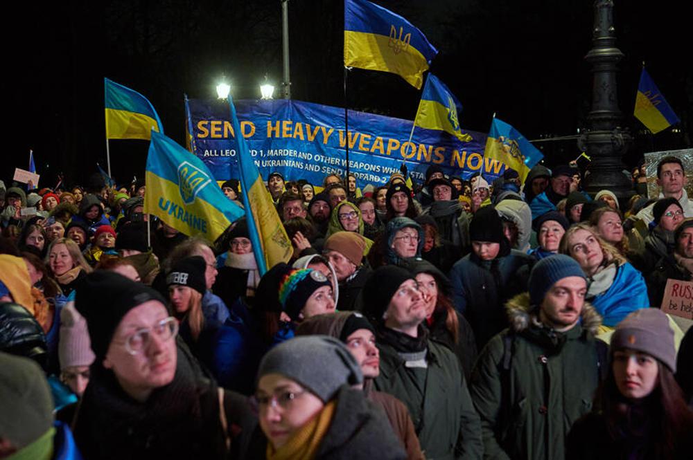 Kundgebung zum Jahrestag des Kriegsbeginns in der Ukraine am 24. Februar in Berlin