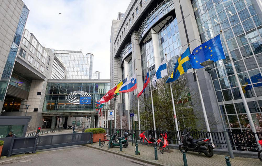 Das Europäische Parlament an der Rue Wiertz in Brüssel